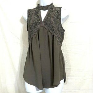 Maurices Sleeveless Choker Lace Gray Top Size S